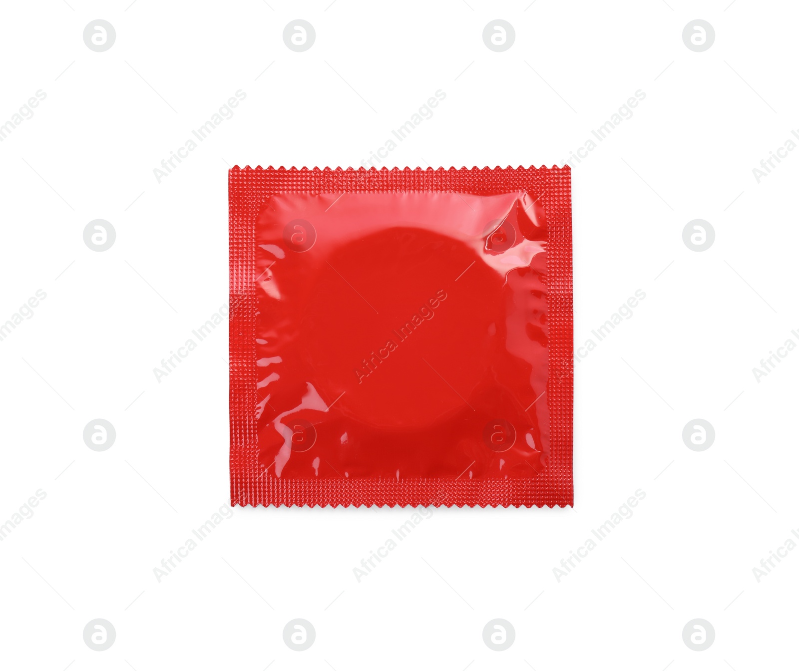 Photo of Condom package isolated on white, top view. Safe sex