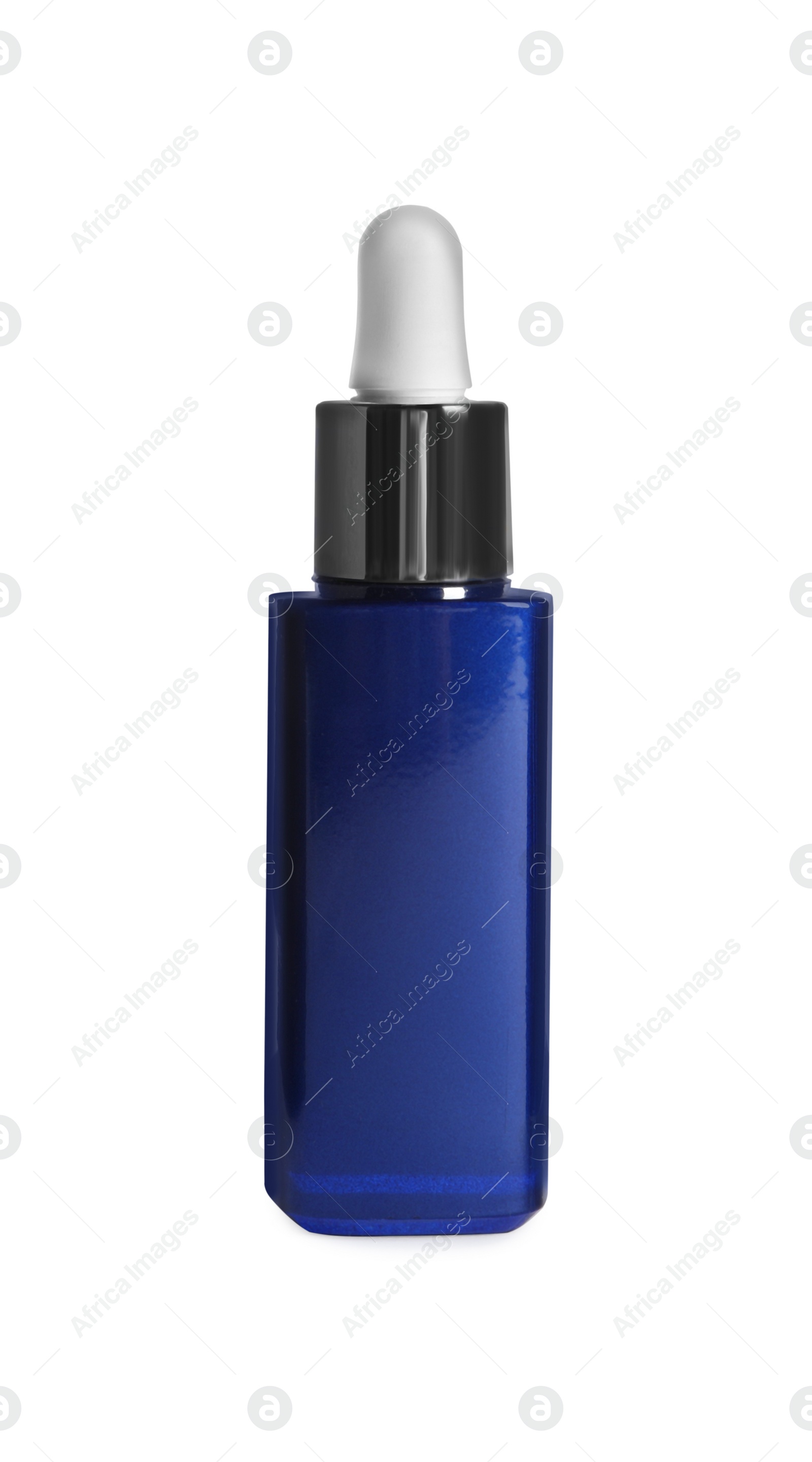 Photo of Bottle of cosmetic serum isolated on white