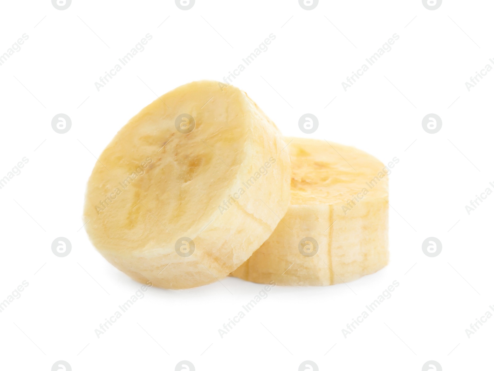 Image of Pieces of tasty ripe banana isolated on white