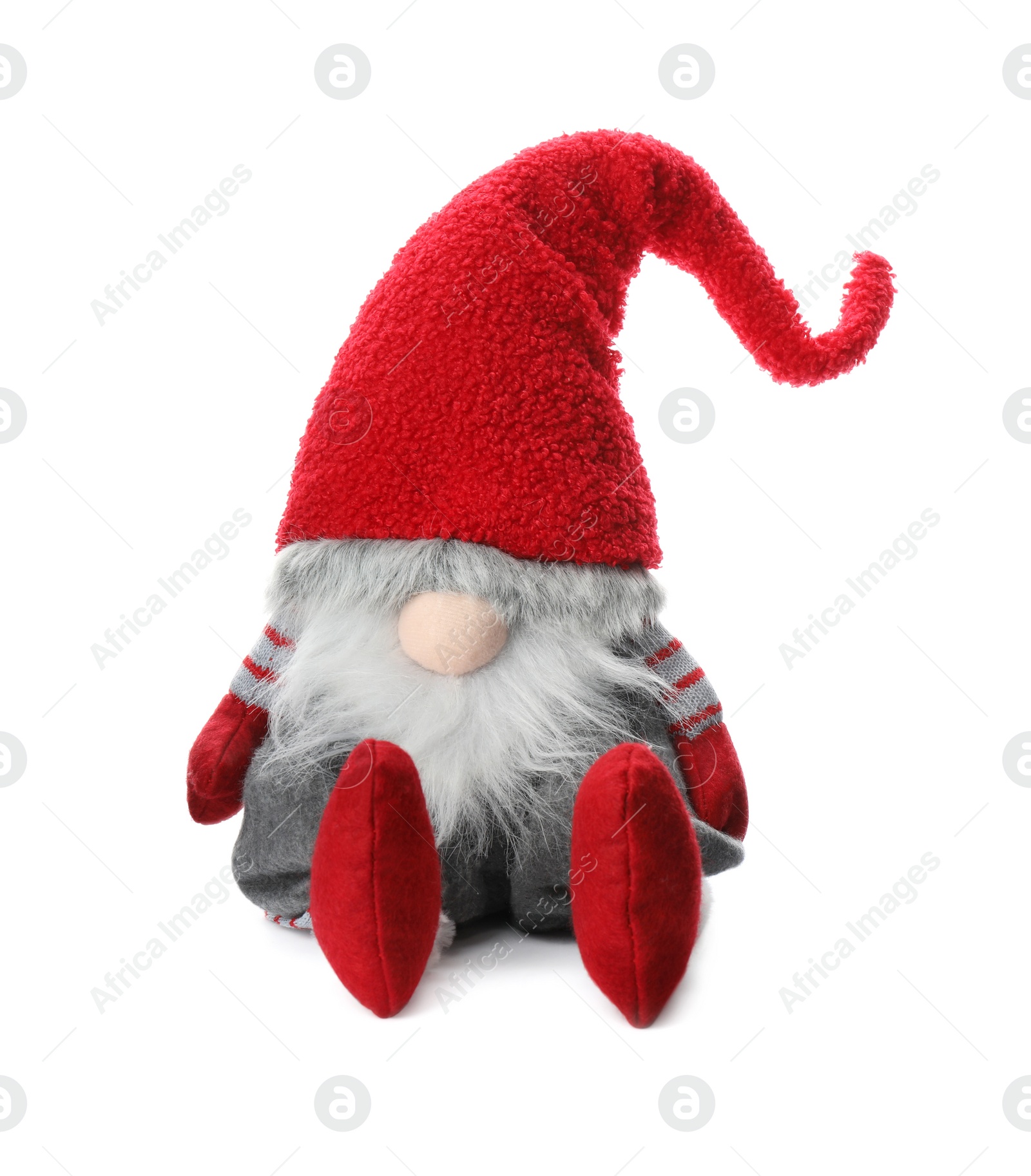 Photo of Funny Christmas gnome isolated on white. Festive decor