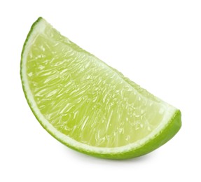 Slice of fresh green ripe lime isolated on white