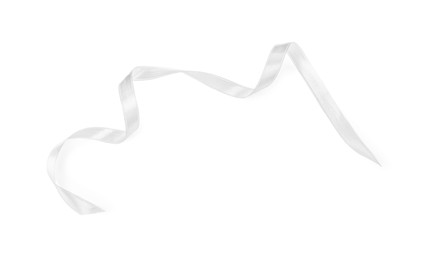 One white satin ribbon isolated on white