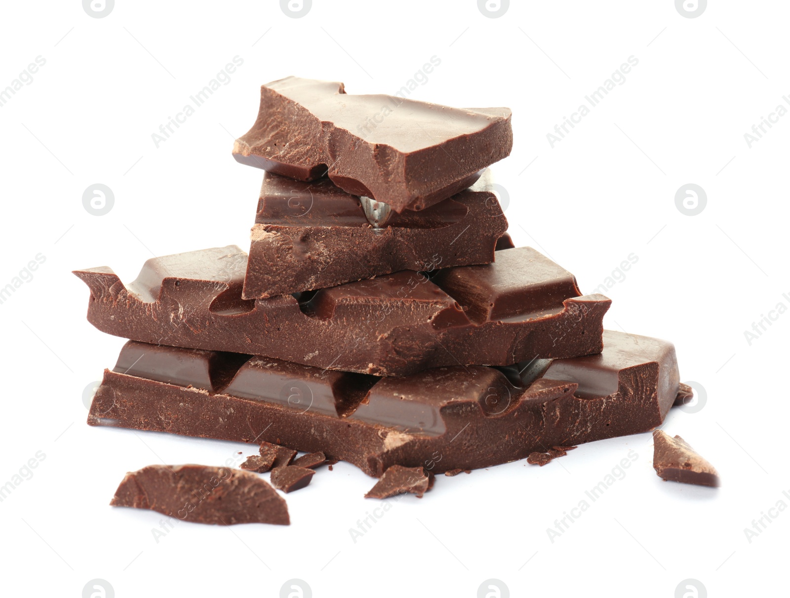 Photo of Delicious black chocolate on white background