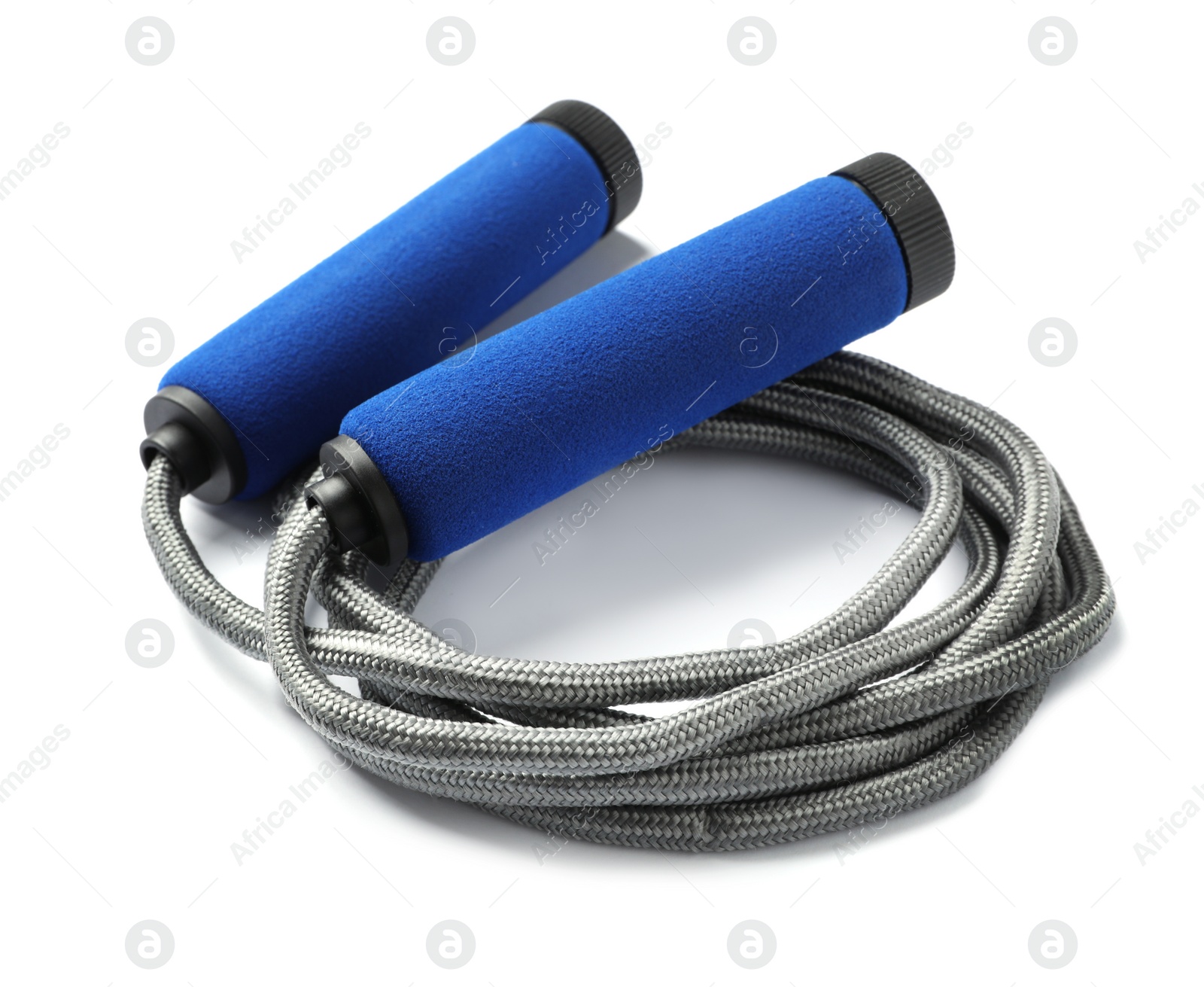 Photo of Jump rope on white background. Sports equipment