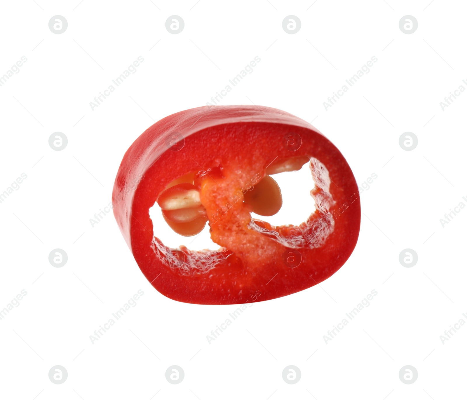 Photo of Piece of red hot chili pepper isolated on white