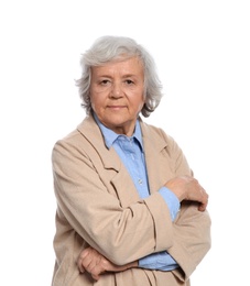 Photo of Portrait of elderly woman on white background