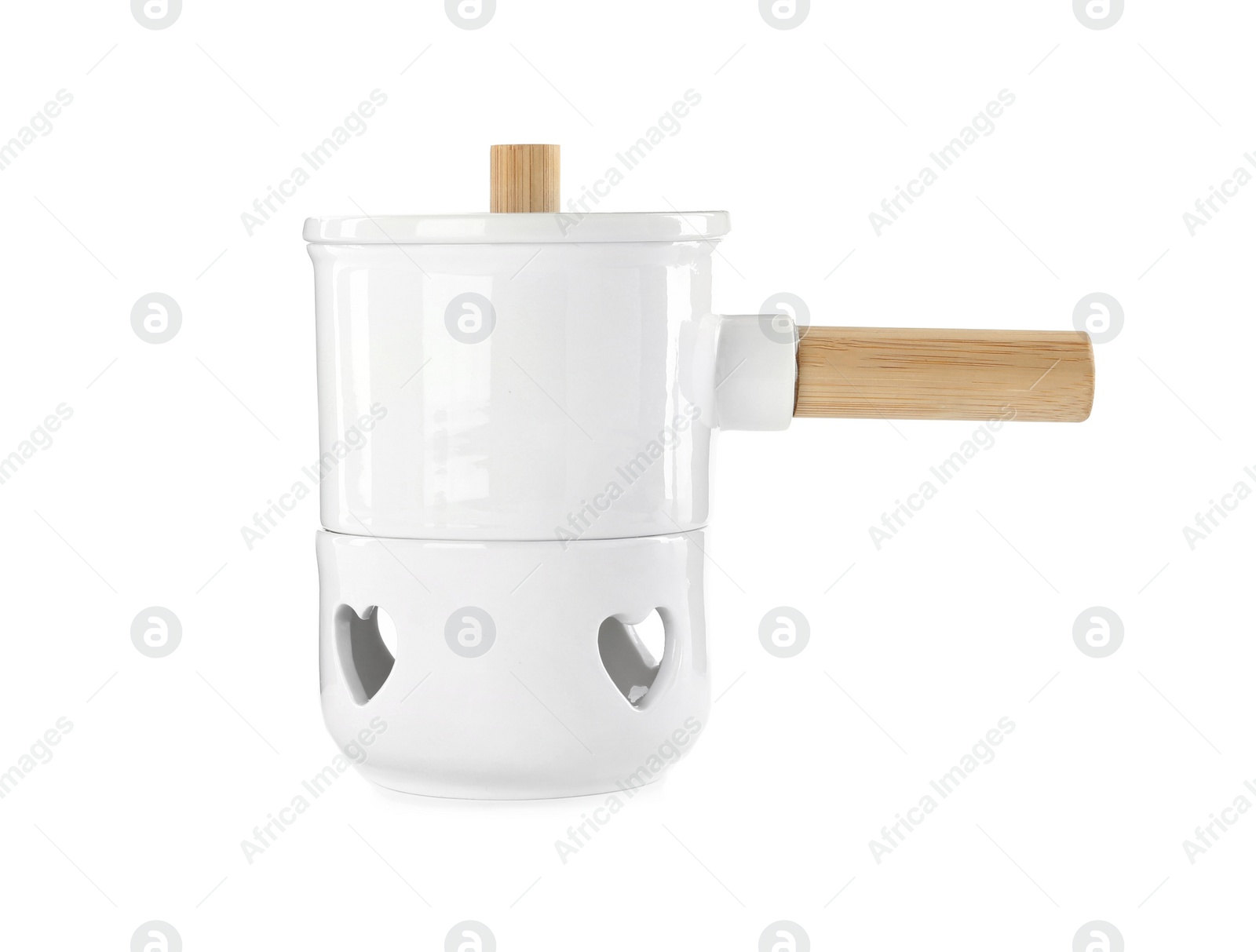 Photo of Modern clean fondue pot isolated on white