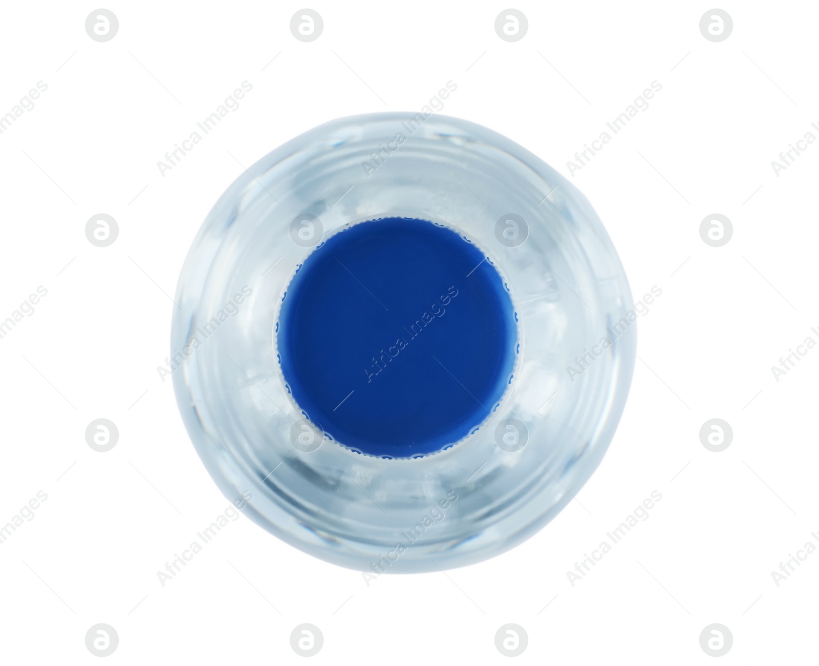 Photo of Plastic bottle with pure water on white background, top view