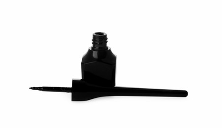 Photo of Black eyeliner isolated on white. Makeup product