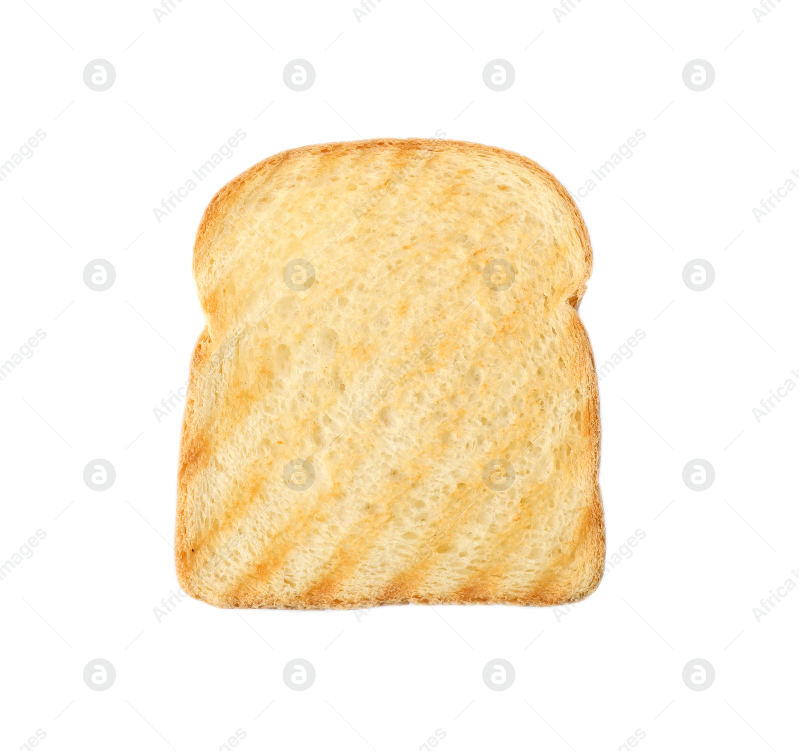 Photo of Slice of grilled wheat bread isolated on white, top view