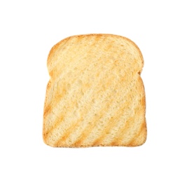 Photo of Slice of grilled wheat bread isolated on white, top view