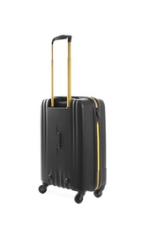 Photo of Black suitcase for travelling on white background