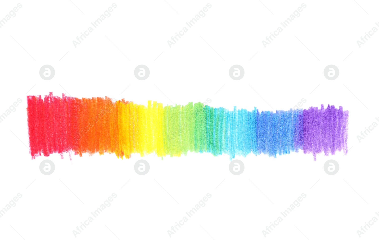 Photo of Rainbow pencil hatching on white background, top view