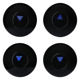 Magic eight ball with different predictions isolated on white, collection