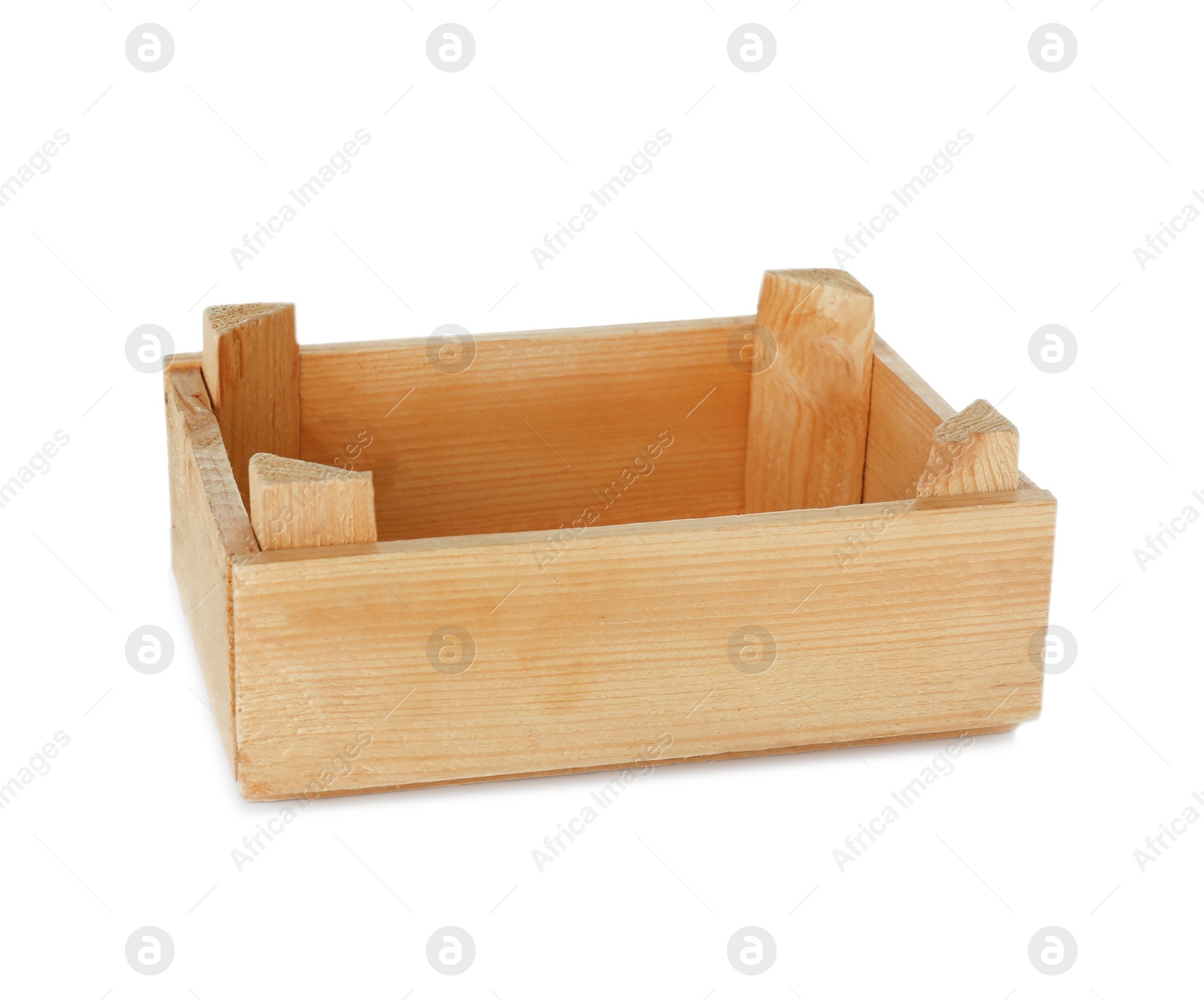 Photo of Wooden crate on white background. Shipping container