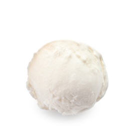 Ball of tasty vanilla ice cream on white background