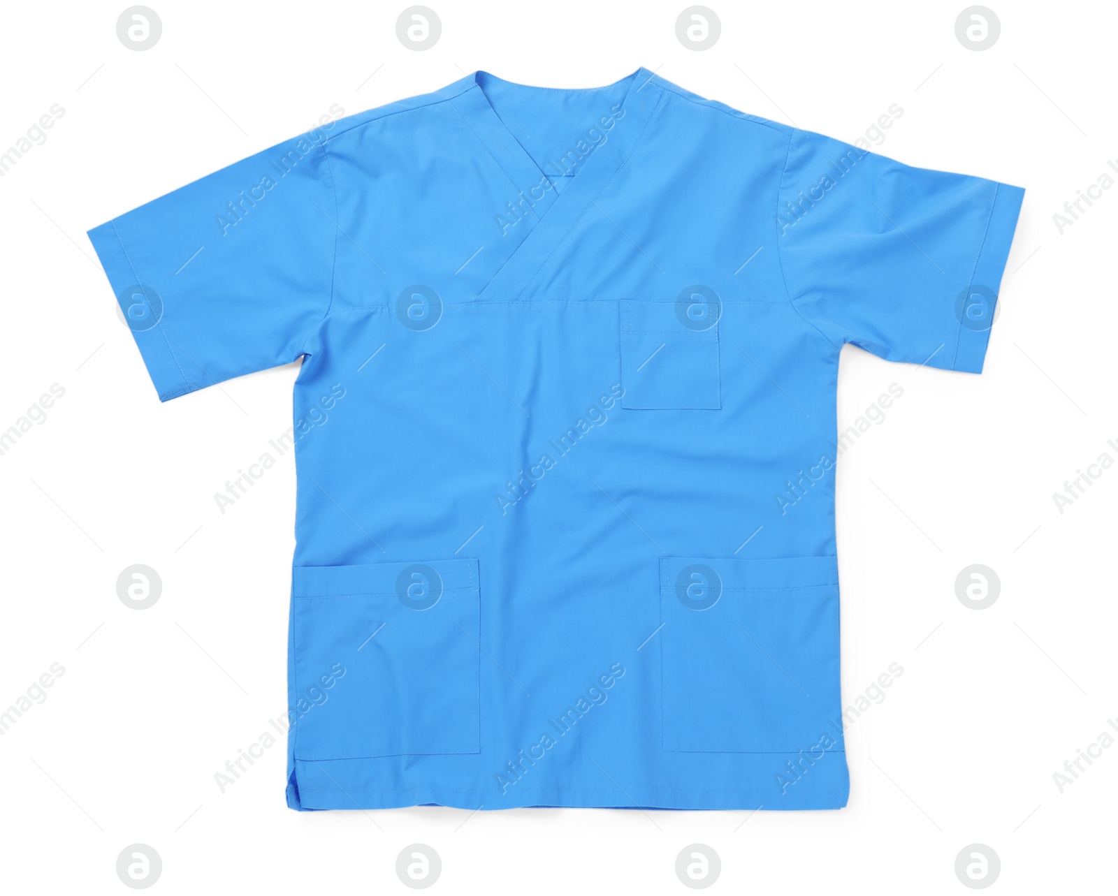 Photo of Medical uniform isolated on white, top view