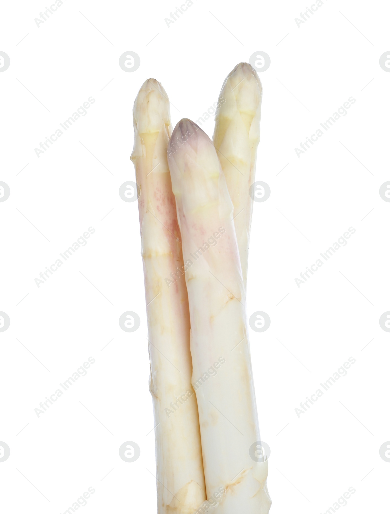 Photo of Fresh ripe asparagus isolated on white, closeup