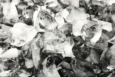 Pieces of crushed ice as background, closeup