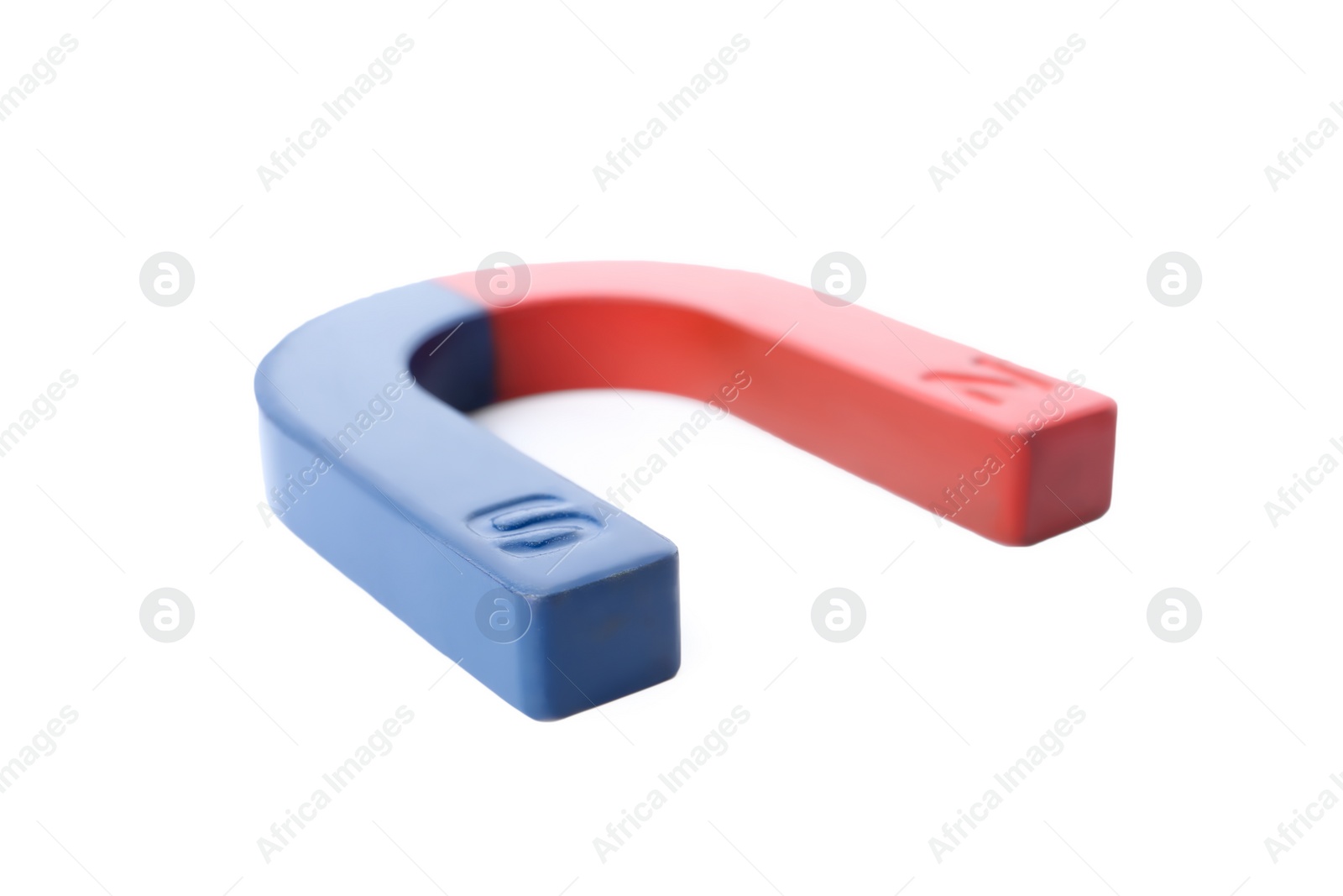 Photo of Red and blue horseshoe magnet isolated on white