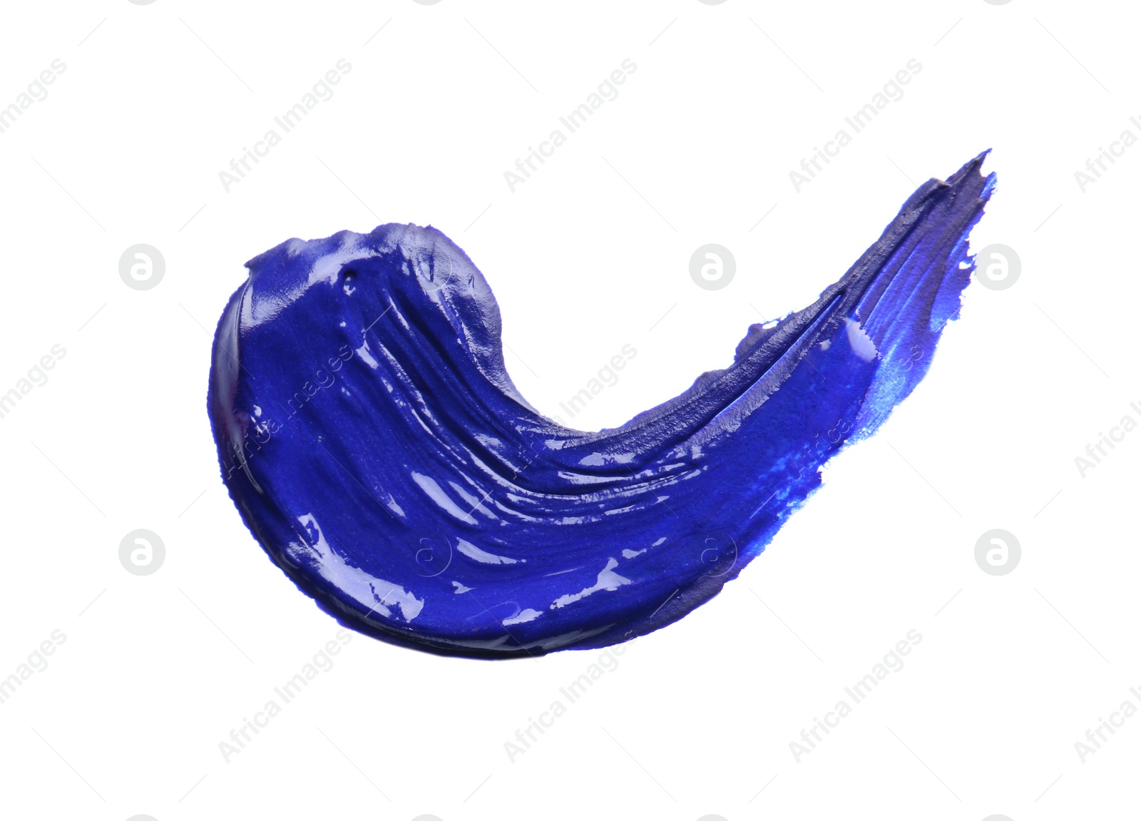 Photo of Abstract brushstroke of blue paint isolated on white