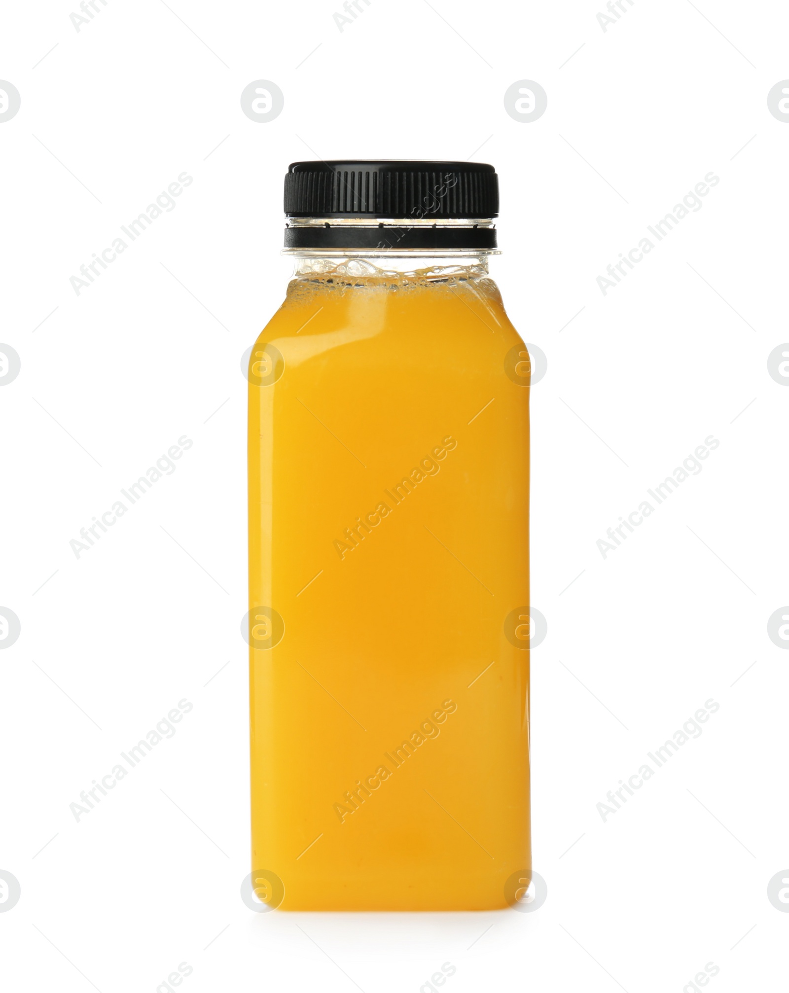 Photo of Bottle with fresh juice on white background