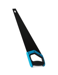 New hand saw on white background. Professional construction tool