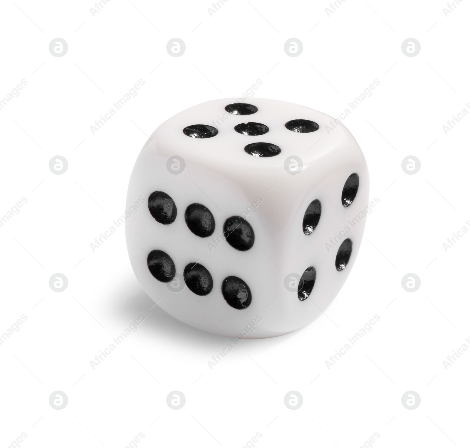 Photo of One dice isolated on white. Game cube