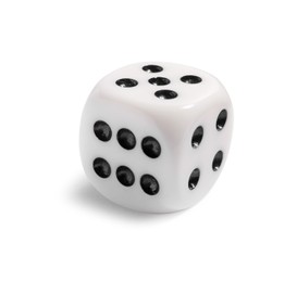 One dice isolated on white. Game cube