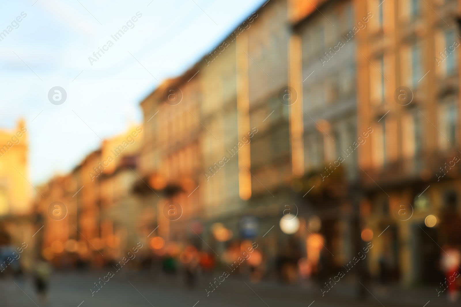 Photo of Blurred view of buildings on city street