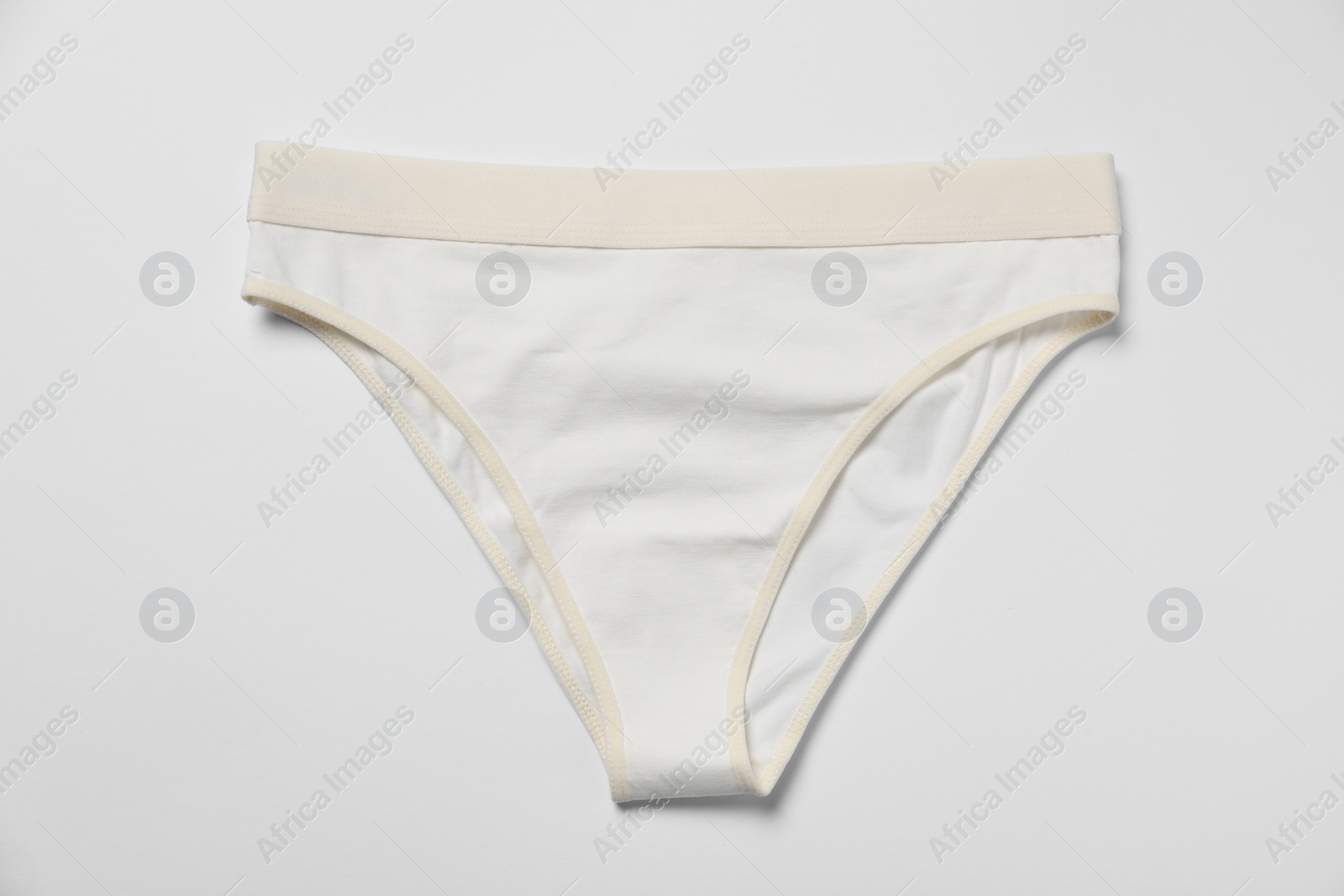 Photo of Stylish women's underwear on white background, top view