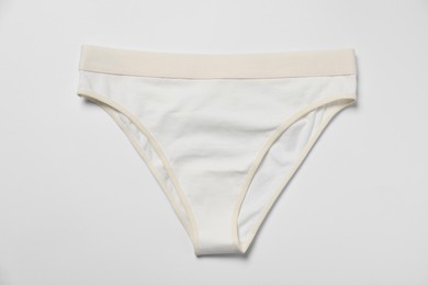 Photo of Stylish women's underwear on white background, top view