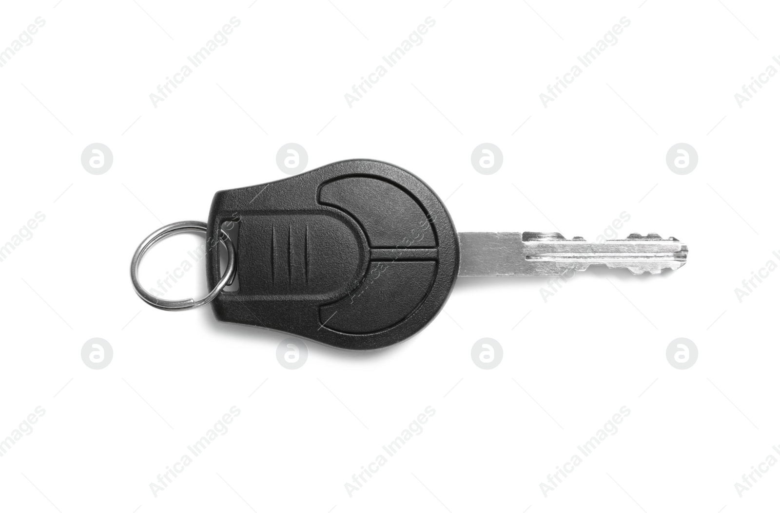 Photo of Car key isolated on white, top view