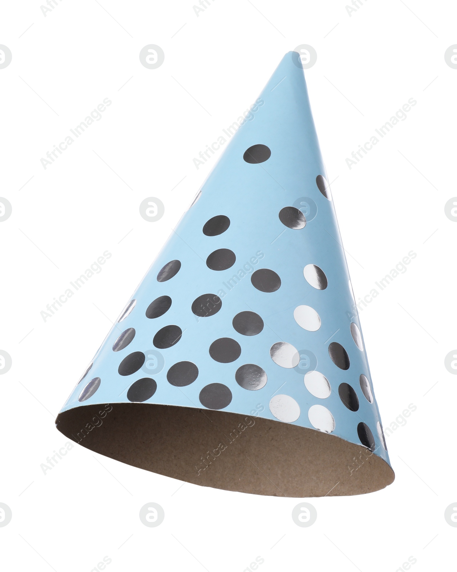 Photo of One blue party hat isolated on white