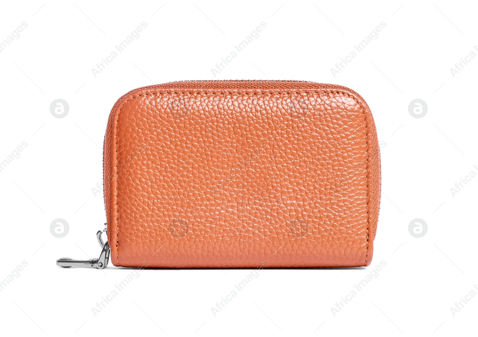 Photo of Stylish brown leather purse isolated on white