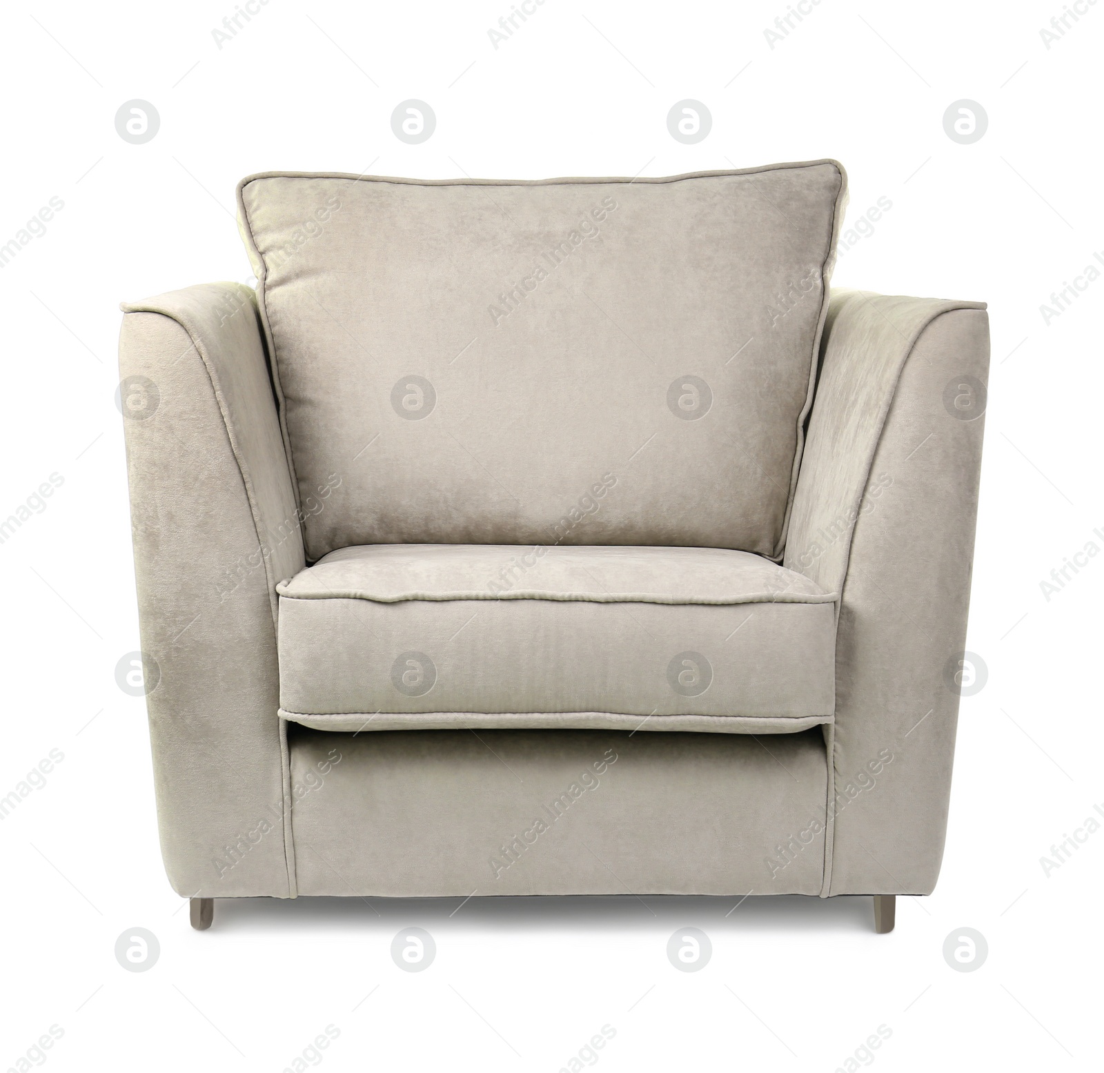 Image of One comfortable bone color armchair isolated on white