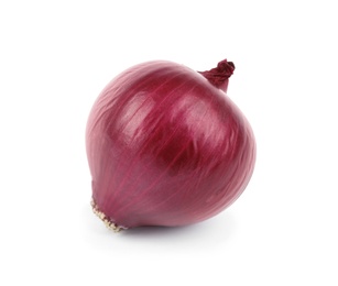 Photo of Fresh whole red onion on white background