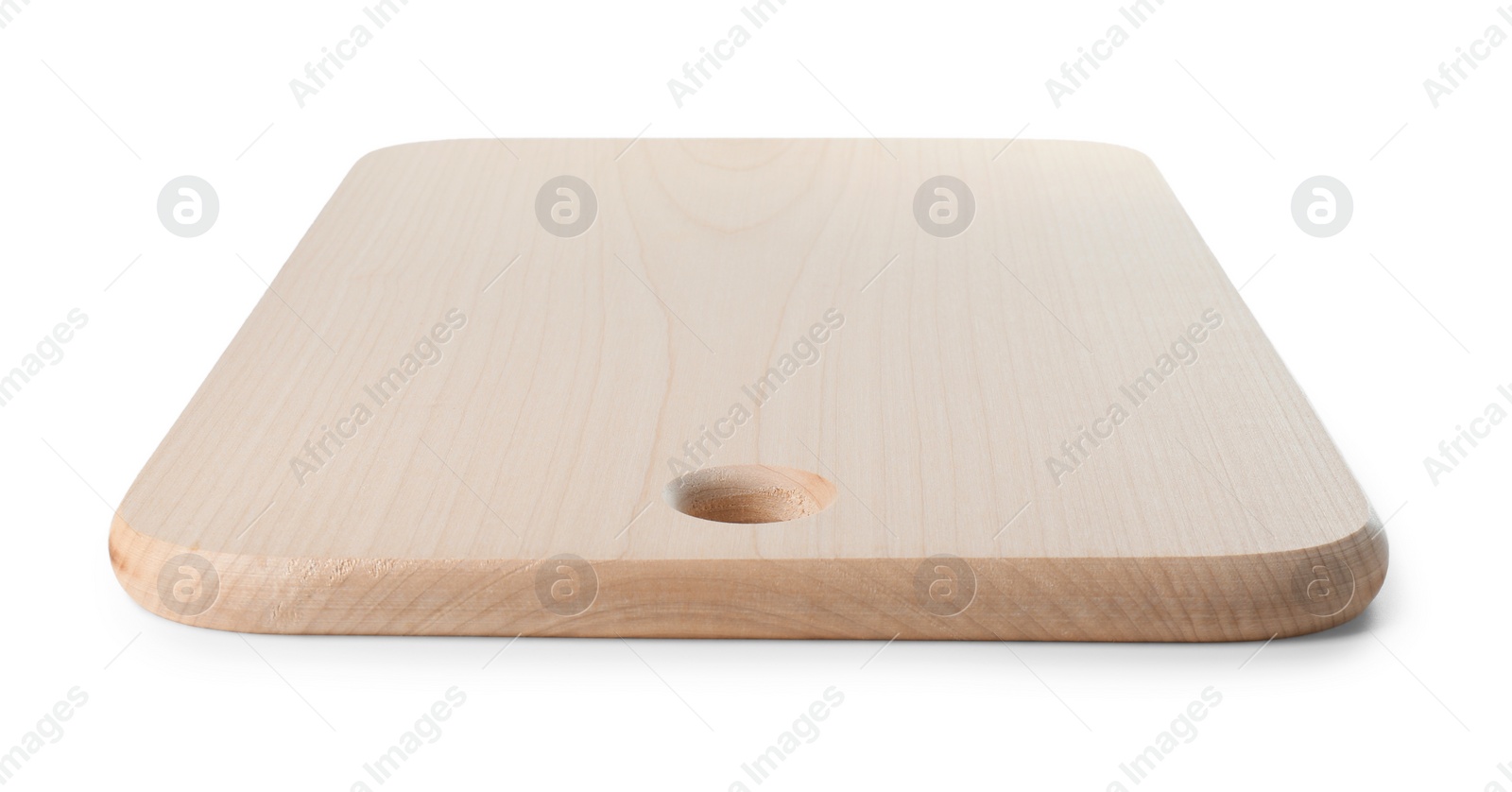 Photo of One wooden cutting board on white background