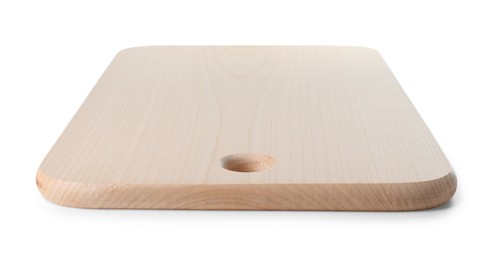 One wooden cutting board on white background