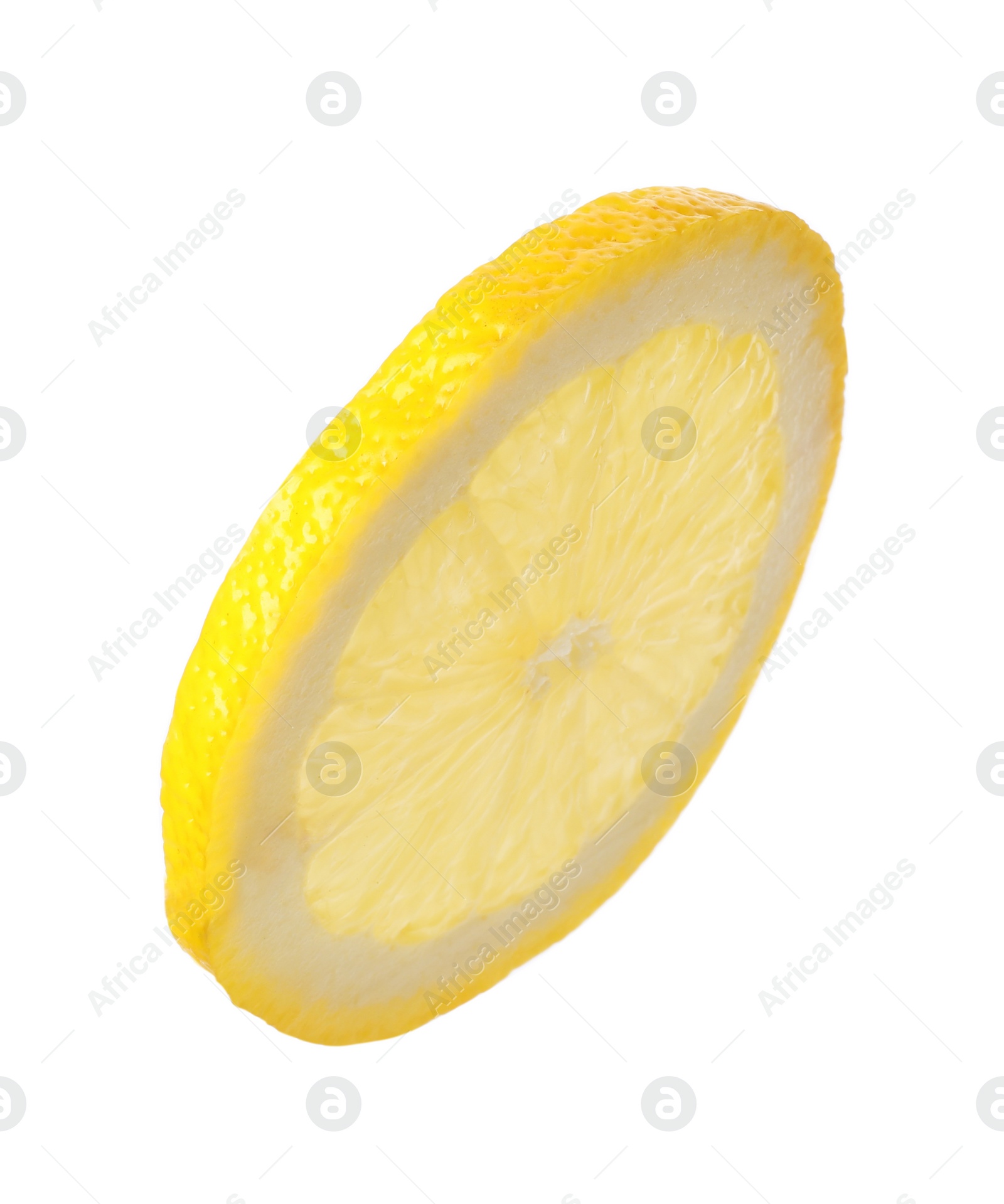 Photo of Cut fresh juicy lemon on white background