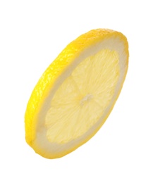 Photo of Cut fresh juicy lemon on white background