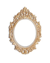 Photo of Beautiful golden vintage frame isolated on white