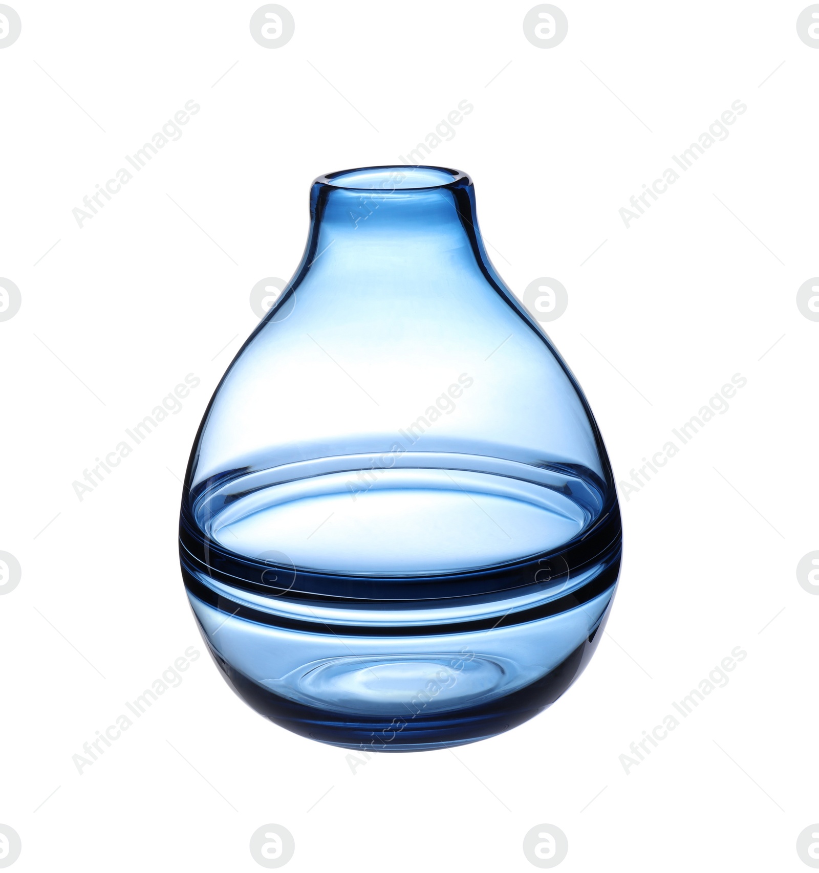 Photo of Stylish empty glass vase isolated on white