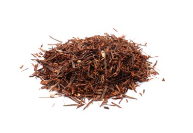 Heap of rooibos tea isolated on white