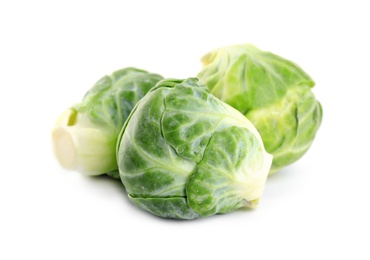 Photo of Fresh tasty Brussels sprouts isolated on white