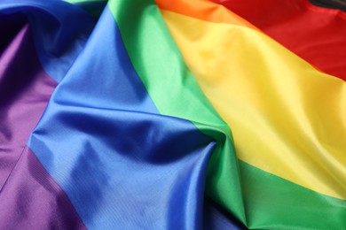 Rainbow LGBT flag as background, closeup view