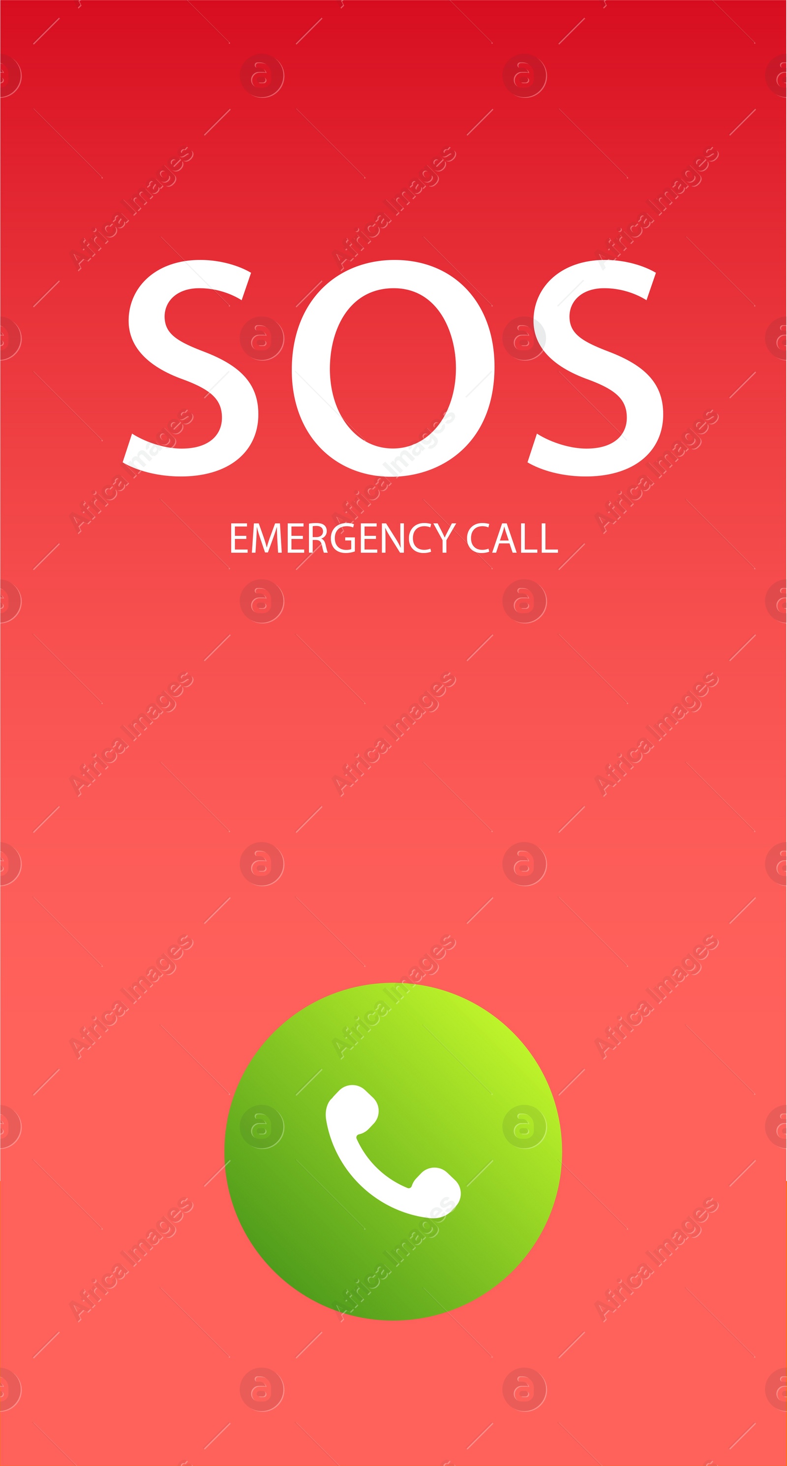 Illustration of Emergency call SOS on smartphone screen, illustration