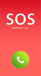 Illustration of Emergency call SOS on smartphone screen, illustration