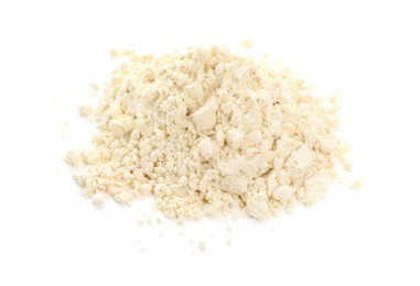 Photo of Pile of chickpea flour isolated on white