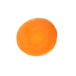 Slice of ripe carrot on white background